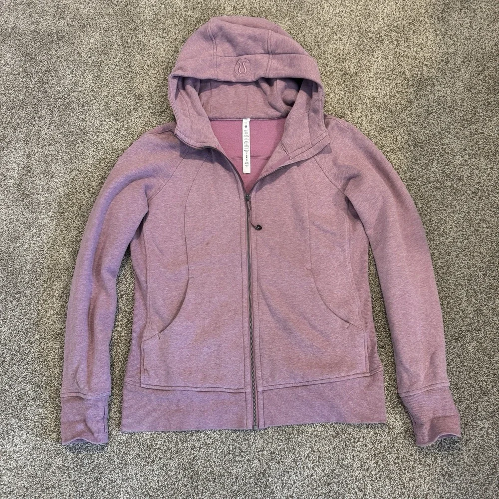 Lululemon Sweatshirt Women's 12 Scuba Hoodie Full Zip Brier Rose Gym Yoga Cotton